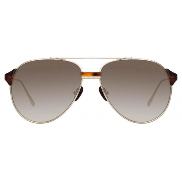 Linda Farrow - Brooks Aviator Sunglasses in Yellow Gold - LFL1041C6SUN - Linda Farrow Eyewear