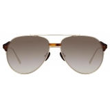 Linda Farrow - Brooks Aviator Sunglasses in Yellow Gold - LFL1041C6SUN - Linda Farrow Eyewear