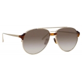 Linda Farrow - Brooks Aviator Sunglasses in Yellow Gold - LFL1041C6SUN - Linda Farrow Eyewear