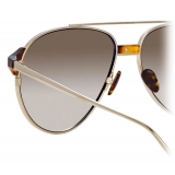 Linda Farrow - Brooks Aviator Sunglasses in Yellow Gold - LFL1041C6SUN - Linda Farrow Eyewear