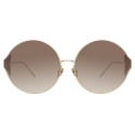 Linda Farrow - Carousel Round Sunglasses in Yellow Gold - LFL896C9SUN - Linda Farrow Eyewear