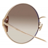 Linda Farrow - Carousel Round Sunglasses in Yellow Gold - LFL896C9SUN - Linda Farrow Eyewear