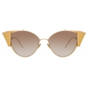 Linda Farrow - Carrie Cat-Eye Sunglasses in Yellow Gold - LFL843C2SUN - Linda Farrow Eyewear