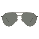 Linda Farrow - Carter Aviator Sunglasses in Nickel - LFL999C7SUN - Linda Farrow Eyewear