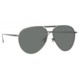 Linda Farrow - Carter Aviator Sunglasses in Nickel - LFL999C7SUN - Linda Farrow Eyewear