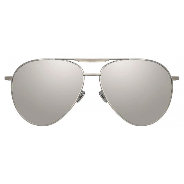 Linda Farrow - Carter Aviator Sunglasses in White Gold and Silver - LFL999C6SUN - Linda Farrow Eyewear