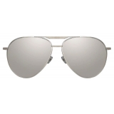 Linda Farrow - Carter Aviator Sunglasses in White Gold and Silver - LFL999C6SUN - Linda Farrow Eyewear