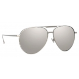 Linda Farrow - Carter Aviator Sunglasses in White Gold and Silver - LFL999C6SUN - Linda Farrow Eyewear