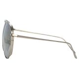 Linda Farrow - Carter Aviator Sunglasses in White Gold and Silver - LFL999C6SUN - Linda Farrow Eyewear