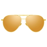 Linda Farrow - Carter Aviator Sunglasses in Yellow Gold - LFL999C2SUN - Linda Farrow Eyewear
