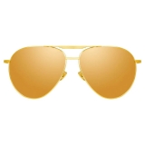 Linda Farrow - Occhiali da Sole Aviator Carter in Oro Giallo - LFL999C2SUN - Linda Farrow Eyewear