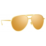 Linda Farrow - Occhiali da Sole Aviator Carter in Oro Giallo - LFL999C2SUN - Linda Farrow Eyewear