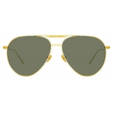 Linda Farrow - Occhiali da Sole Aviator Carter in Oro Giallo - LFL999C1SUN - Linda Farrow Eyewear