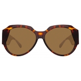 Linda Farrow - Christie Oversized Sunglasses in Tortoiseshell - LFL1073C2SUN - Linda Farrow Eyewear