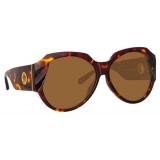 Linda Farrow - Christie Oversized Sunglasses in Tortoiseshell - LFL1073C2SUN - Linda Farrow Eyewear