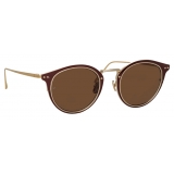 Linda Farrow - Cooper Oval Sunglasses in Light Gold and Brown - LFL1051C3SUN - Linda Farrow Eyewear