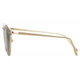 Linda Farrow - Cooper Oval Sunglasses in Light Gold and Brown - LFL1051C3SUN - Linda Farrow Eyewear