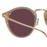 Linda Farrow - Occhiali da Sole Ovale Cooper in Oro Chiaro e Marrone - LFL1051C3SUN - Linda Farrow Eyewear