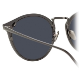 Linda Farrow - Cooper Oval Sunglasses in Nickel and Grey - LFL1048C2SUN - Linda Farrow Eyewear