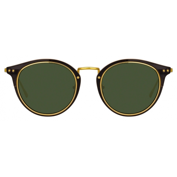 Linda Farrow - Cooper Oval Sunglasses in Yellow Gold and Green - LFL1048C1SUN - Linda Farrow Eyewear