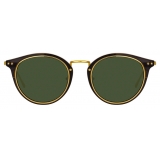 Linda Farrow - Cooper Oval Sunglasses in Yellow Gold and Green - LFL1048C1SUN - Linda Farrow Eyewear