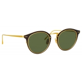 Linda Farrow - Cooper Oval Sunglasses in Yellow Gold and Green - LFL1048C1SUN - Linda Farrow Eyewear