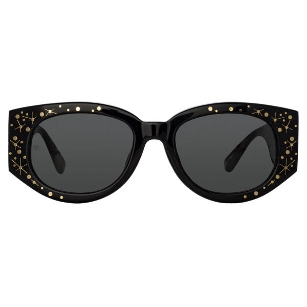 Linda Farrow - Debbie D-Frame Sunglasses in Sparkled Black - LFL1059C5SUN - Linda Farrow Eyewear