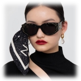 Linda Farrow - Debbie D-Frame Sunglasses in Sparkled Black - LFL1059C5SUN - Linda Farrow Eyewear