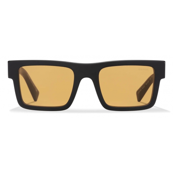 Prada - Prada Symbole - Rectangular Sunglasses - Opaque Black Ochre - Prada Collection - Sunglasses - Prada Eyewear