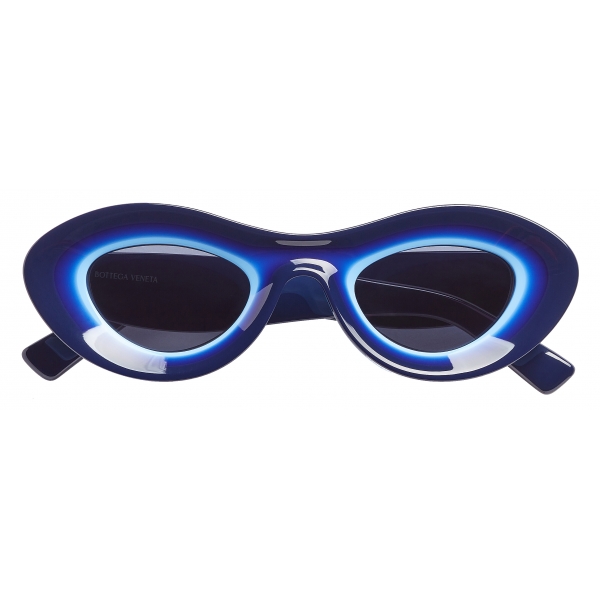 Bottega Veneta - Occhiali da Sole Rotondi in Acetato - Azzurro - Occhiali da Sole - Bottega Veneta Eyewear