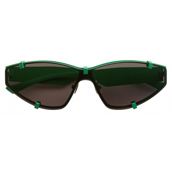 Bottega Veneta - Occhiali da Sole a Mascherina in Metallo - Verde Nero - Occhiali da Sole - Bottega Veneta Eyewear