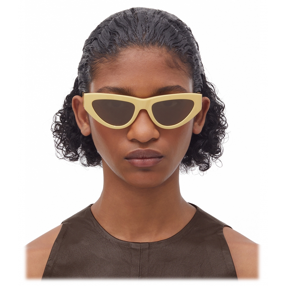 Bottega Veneta - Acetate Cat-Eye Sunglasses - Yellow Grey - Sunglasses ...