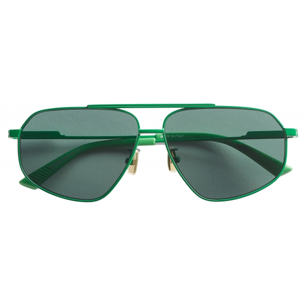 Bottega Veneta - Occhiali da Sole Aviatore in Metallo - Verde - Occhiali da Sole - Bottega Veneta Eyewear