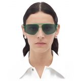 Bottega Veneta - Occhiali da Sole Aviatore in Metallo - Verde - Occhiali da Sole - Bottega Veneta Eyewear