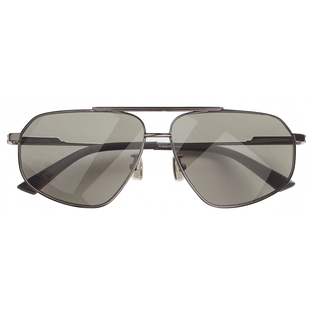 Bottega Veneta - Metal Aviator Sunglasses - Ruthenium Grey - Sunglasses ...