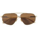 Bottega Veneta - Occhiali da Sole Aviatore in Metallo - Oro Marrone - Occhiali da Sole - Bottega Veneta Eyewear