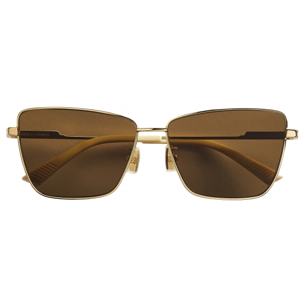 Bottega Veneta - Metal Square Sunglasses - Gold Brown - Sunglasses - Bottega Veneta Eyewear