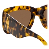 The Attico - The Attico Marfa Rectangular Sunglasses in Tortoiseshell and Brown - Sunglasses - Official
