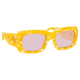 The Attico - The Attico Marfa Rectangular Sunglasses in Yellow Marble - Sunglasses - Official