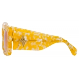 The Attico - The Attico Marfa Rectangular Sunglasses in Yellow Marble - Sunglasses - Official