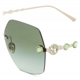 Giorgio Armani - Occhiali da Sole Donna Forma Oversize con Cristalli - Oro Verde - Occhiali da Sole - Giorgio Armani Eyewear