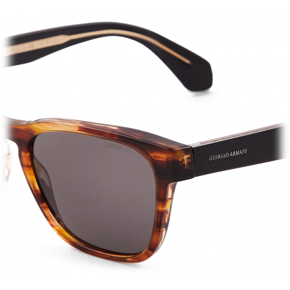 Giorgio Armani - Men’s Rectangular Sunglasses - Striped Honey Grey ...