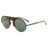 Giorgio Armani - Occhiali da Sole Uomo Forma Rotonda - Nero Havana Verde - Occhiali da Sole - Giorgio Armani Eyewear