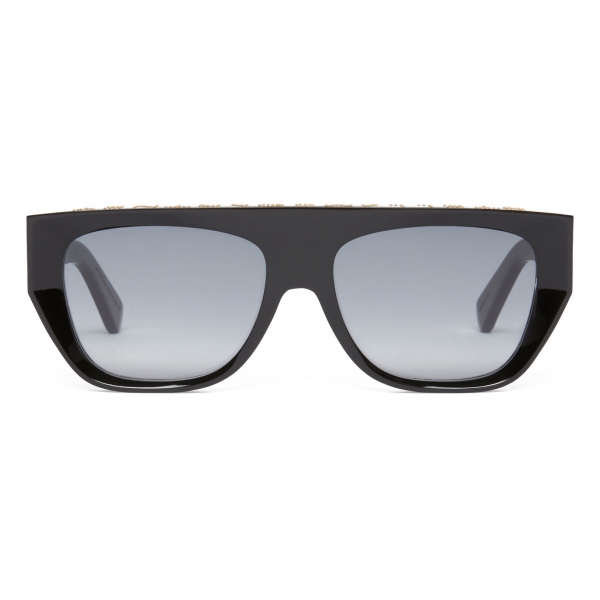Stella McCartney - Geometric Logo Sunglasses - Shiny Black - Sunglasses - Stella McCartney Eyewear