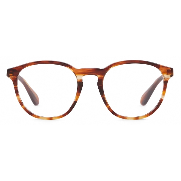 Giorgio Armani - Men’s Panto Optical Glasses - Shiny Honey Stripes - Optical Glasses - Giorgio Armani Eyewear