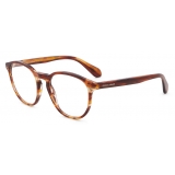 Giorgio Armani - Men’s Panto Optical Glasses - Shiny Honey Stripes - Optical Glasses - Giorgio Armani Eyewear