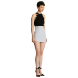 Balmain - Short Wool Skirt with Golden Buttons - Blue - Exclusive Luxury Collection