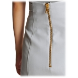 Balmain - Short Wool Skirt with Golden Buttons - Blue - Exclusive Luxury Collection