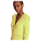Balmain - Short Knitted Dress with Golden Buttons - Yellow - Exclusive Luxury Collection