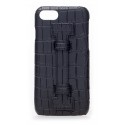 2 ME Style - Cover Fingers Croco Nero / Nero - iPhone 8 / 7 - Cover in Pelle di Coccodrillo